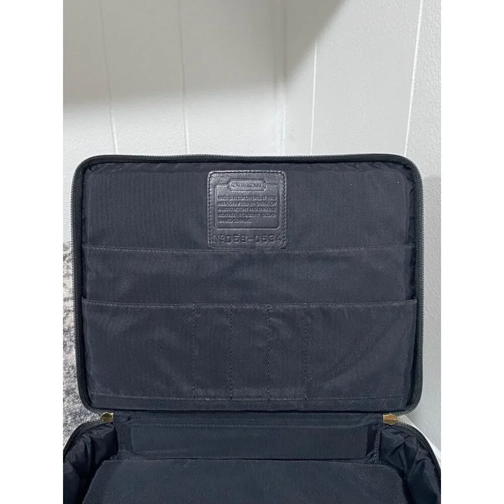 Vintage Coach Leather Nylon Laptop Tablet Case Bag in Black
